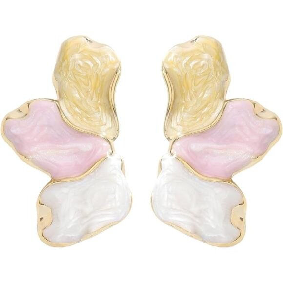 Colorful Flower Earrings – Large Floral Statement Design - Picture 6 of 6